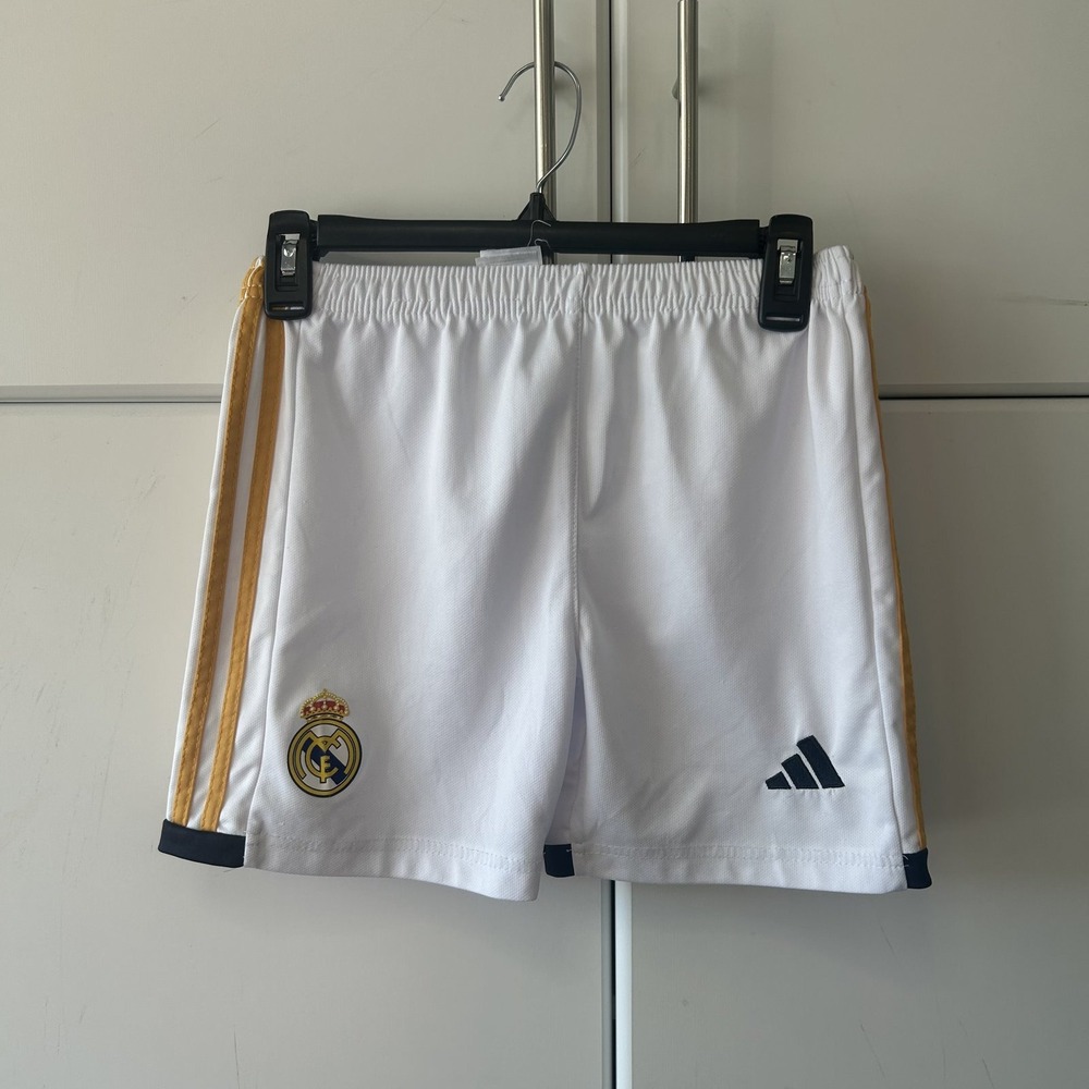 Adidas Real Madrid Soccer Shorts White Gold Aeroready Mens Small Training